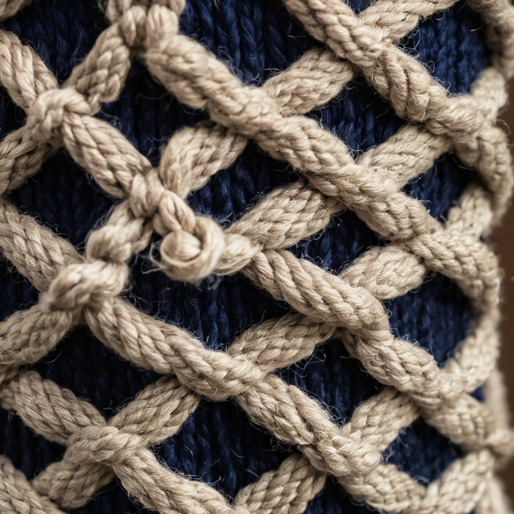 Macro view of hand-knotted wool pile with individual cut knots tied around warp threads